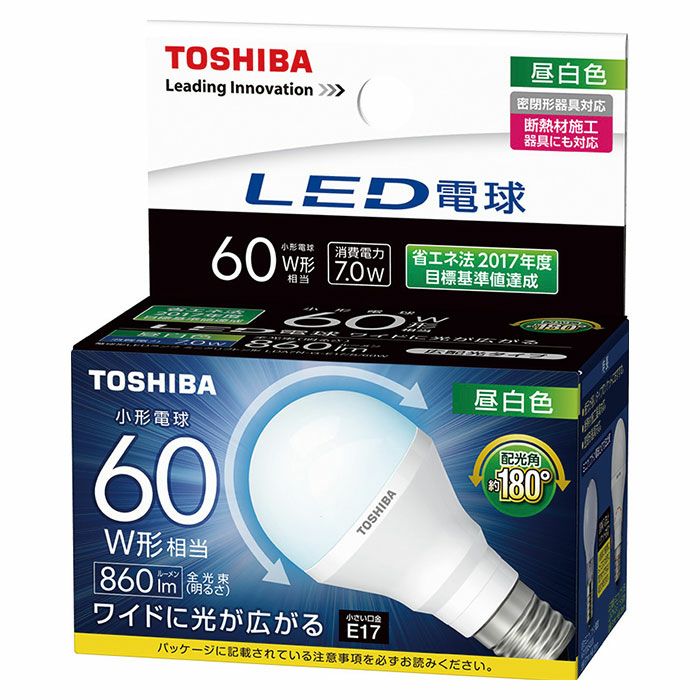 LDA7N-G-E17/S/60W 東芝ライテック LED電球 昼白色 E17 60W相当