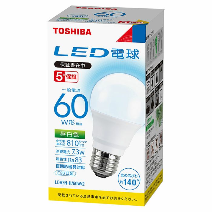 東芝 白熱電球 60W 24個 E26 ホワイトランプ まとめ売り LDA7N-H/60W/2 東芝ライテック LED電球 昼白色 E26 60W形相当