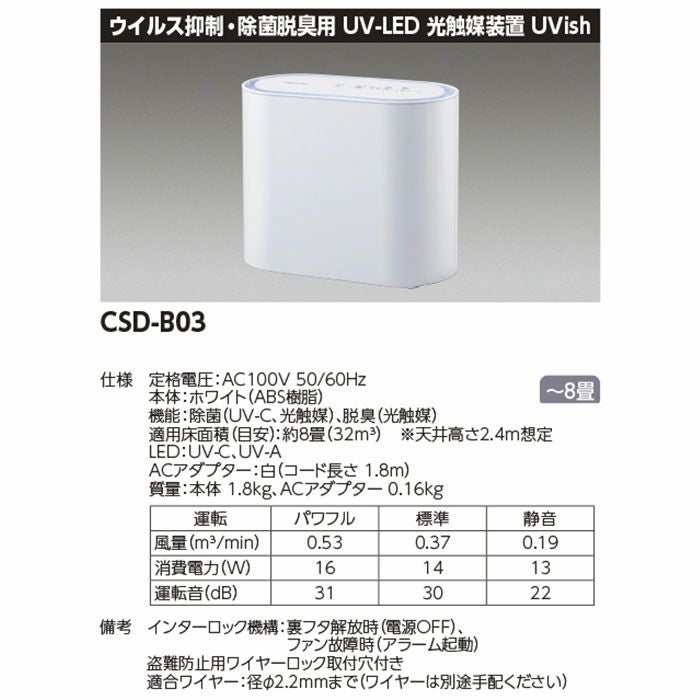 CSD-B03 東芝ライテック ウイルス抑制・除菌脱臭用UV-LED＋光触媒装置 