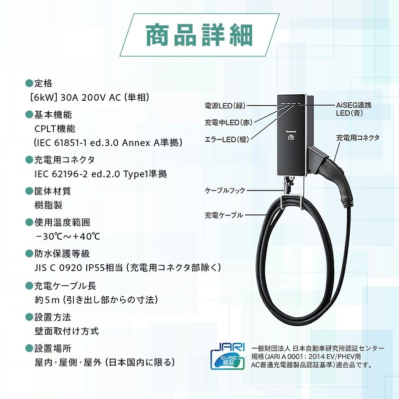 DNH326 パナソニック EV・PHEV充電用 充電器 ELSEEV hekia S Mode3 