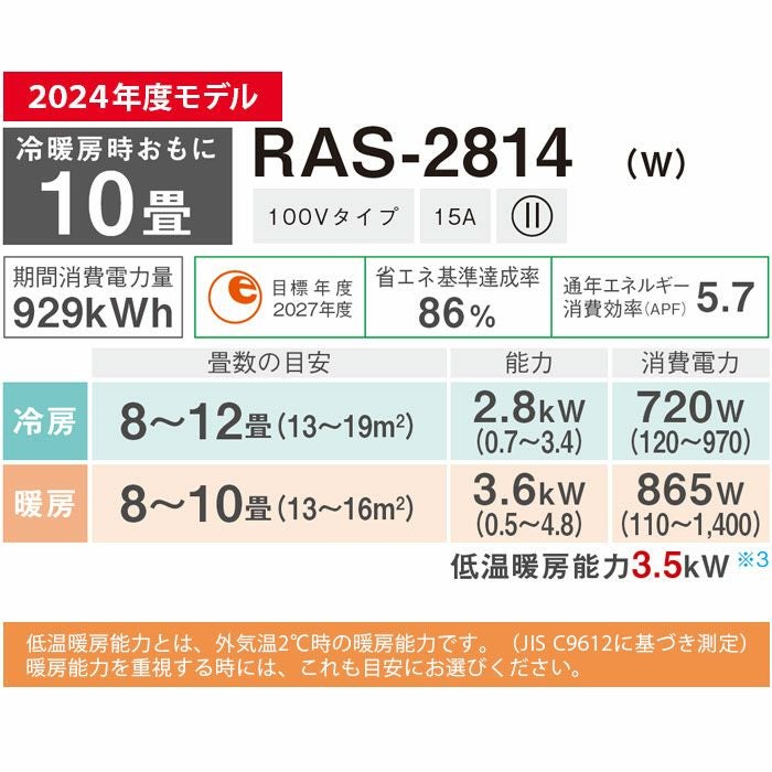 RAS-2814(W) 東芝 ルームエアコン 主に10畳用 | エアコン・家電通販の