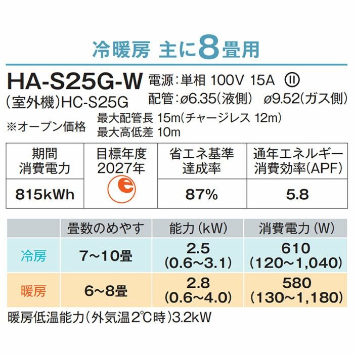 ハイセンス　ルームエアコン　HA-S25E-W　2022年モデル　おもに8畳用　新品保管品　② ハイセンス（HISENSE） ∂ハイセンス/Hisense ルームエアコン【HA-J25H