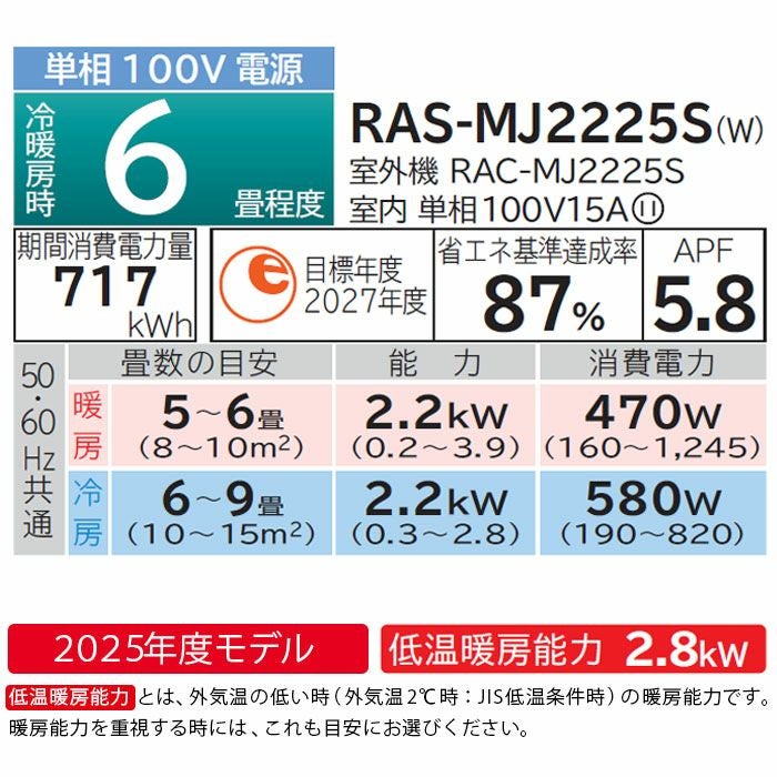 【室外機付き】日立 ルームエアコン RAS-WM220LE9 主に6畳用 2022年製 楽天市場】【LINE友だち追加でクーポン配布中】白くまくん RAS-AJ2225S