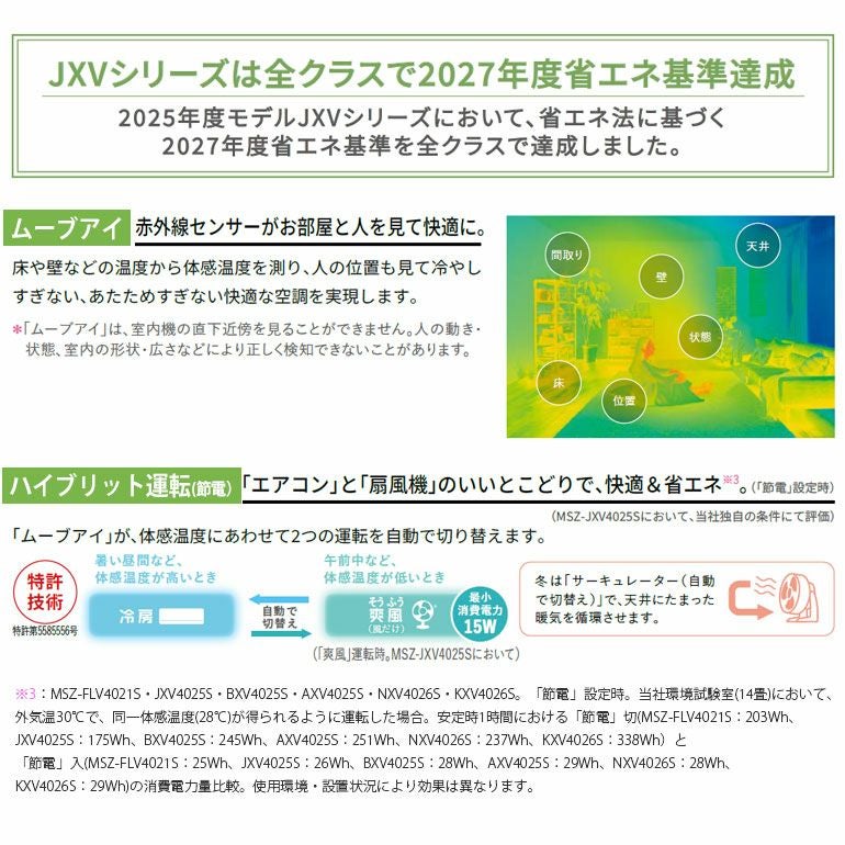 MSZ-JXV2525-W 三菱電機 JXVシリーズ エアコン 主に8畳用 | エアコン