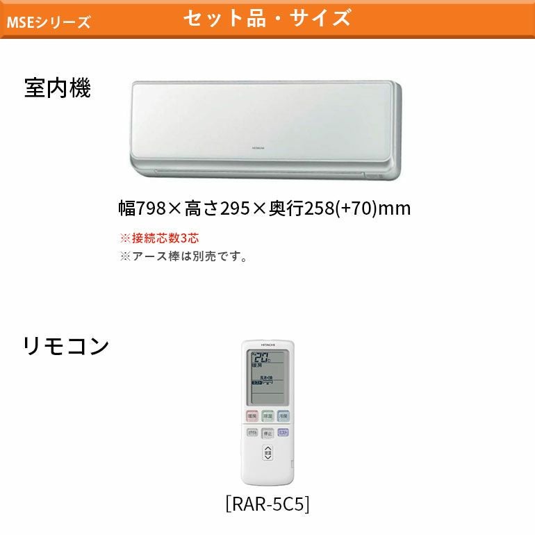 RAM-SE22S 日立 マルチエアコン 壁掛タイプ MSEシリーズ 主に 6畳用