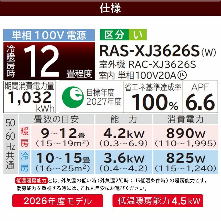 2026.2/6お買い上げありがとうございます（★１２畳まで★1台限り★当店標準工事費込み￥62,700★）日立　ルームエアコン３.６kw　２０１９年製　RAS-W36J　単相100V　12畳まで　高く買取るゾウ八幡東店 標準工事費込み】RAS-XJ3626S-W 日立 ルームエアコン 白くまくん XJ