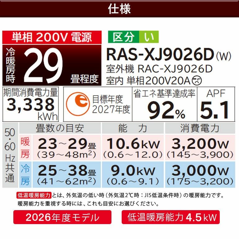 標準工事費込み】RAS-XJ9026D-W 日立 ルームエアコン 白くまくん XJ