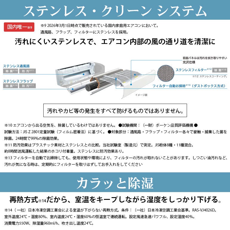 RAS-VJ2526S-W VJシリーズ 白くまくん エアコン 主に8畳用※室内機