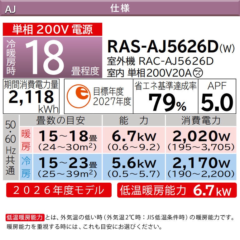 ar等126枚まとめ売り 標準工事費込み】RAS-AJ5626D-W 日立 AJシリーズ 白くまくん エアコン